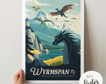 Póster no oficial inspirado en WYRMSPAN / Póster y lámina decorativa retro para juegos de mesa / Fantasía, D&D, juegos de rol / Idea de regalo para decoración del hogar