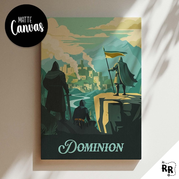 非公式DOMINION - キャンバスプリント / レトロボードゲーム風ウォールアート / ファンタジー、ダンジョンズ＆ドラゴンズ、RPG / ホームデコレーション＆ギフトアイデア