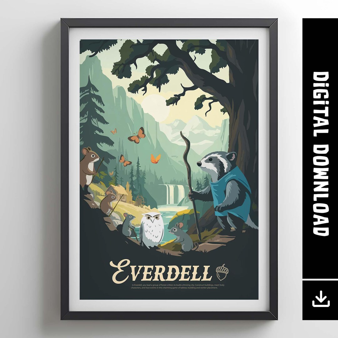 EVERDELL - Inspired Poster / Funny Retro Board Game Poster & Printable ...