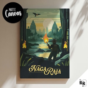 NAGA RAJA - Inspirierte Leinwand / Retro Brettspiel Wand Kunst / Fantasy, DnD, RPG / Dekoration & Geschenk Idee
