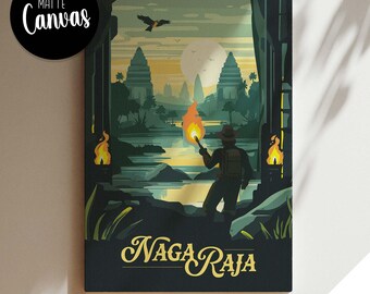 Unofficial NAGA RAJA - Inspired Canvas / Retro Board Game Wall Art / Fantasy, DnD, RPG / Home Decor & Gift Idea