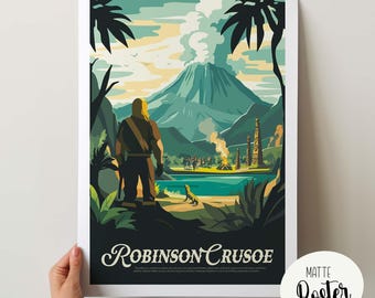 Inoffizielles Poster zu ROBINSON CRUSOE / Retro Brettspiel Poster & Wand Kunst / Fantasy, Rollenspiel / Dekoration Geschenkidee