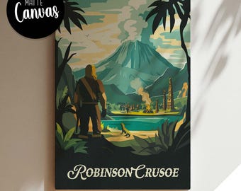 Unofficial ROBINSON CRUSOE - Inspired Canvas, Retro Board Game Wall Art, Fantasy, DnD, RPG, Home Decor & Gift Idea