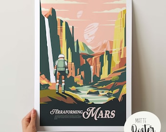 Póster no oficial inspirado en TERRAFORMING MARS / Póster y lámina decorativa para pared de juegos de mesa retro / Fantasía, juegos de rol / Idea de regalo para decoración del hogar