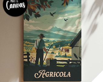 Unofficial AGRICOLA - Inspired Canvas / Retro Board Game Wall Art / Fantasy, DnD, RPG / Home Decor & Gift Idea