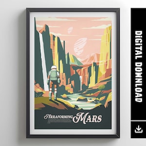 TERRAFORMANDO MARTE - Pôster inspirado / Pôster de jogo de tabuleiro retrô e impressão de arte de parede para impressão / Ideia de presente para decoração de casa / Download digital
