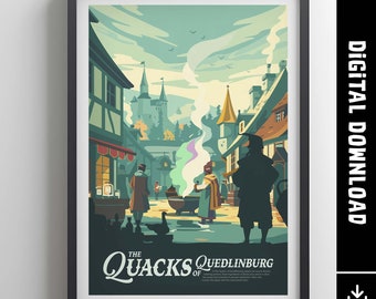 Unofficial QUACKS OF QUEDLINBURG - Inspired Poster / Retro Board Game Poster & Printable Wall Art Print / Home Decor Gift / Digital Download