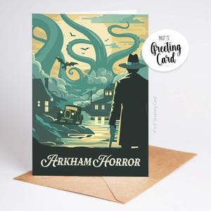 ARKHAM HORROR - Inspirierte Grußkarte / Retro Brettspiel Karte / Fantasy RPG, DnD, Geeky Geburtstagsgeschenk