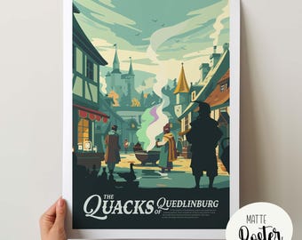 Unofficial QUACKS OF QUEDLINBURG - Inspired Poster / Retro Board Game Poster & Wall Art Print / Fantasy, Roleplaying Game / Home Decor Gift