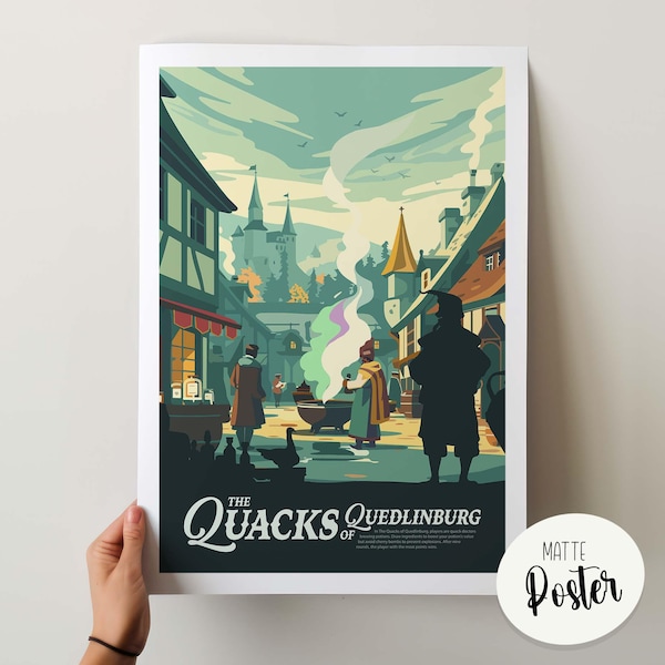 非公式QUACKS OF QUEDLINBURG - インスピレーションを受けたポスター / レトロボードゲームポスター＆ウォールアートプリント / ファンタジー、ロールプレイングゲーム / ホームデコレーションギフト