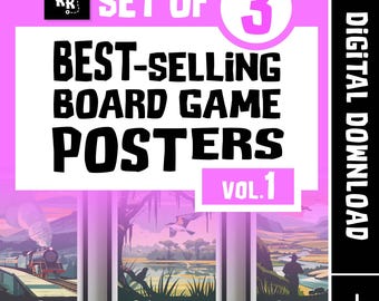 Set of 3 Best-Selling Board Game Posters V.1 / Retro Board Game Poster & Printable Wall Art Print / Home Decor Gift Idea / Digital Download