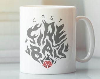 Cast Fireball / Ceramic Mug 11oz / Dungeons & Dragons, RPG, Board Game, Gaming, Fantasy, Gift