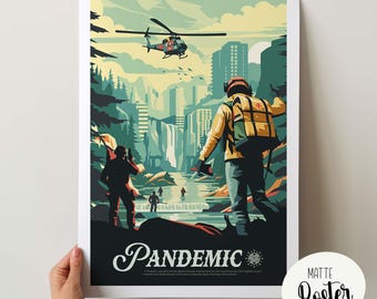 Póster no oficial inspirado en la pandemia / Póster y lámina decorativa para pared de juegos de mesa retro / Fantasía, Dungeons & Dragons, juegos de rol / Idea de regalo para decoración del hogar