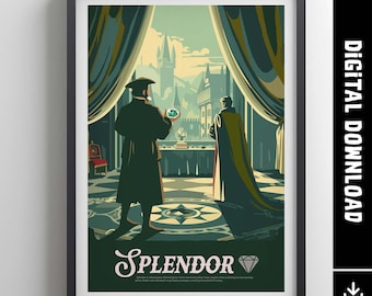 Póster no oficial inspirado en SPLENDOR / Póster de juego de mesa retro e impresión artística para pared / Idea de regalo para decoración del hogar / Descarga digital