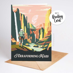 TERRAFORMING MARS - Tarjeta de felicitación inspirada en el juego de mesa retro / RPG de fantasía, DnD, regalo de cumpleaños para frikis