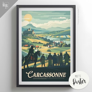 CARCASSONNE - Póster inspirado / Póster de juego de mesa retro e impresión de arte de pared / Fantasía, Dnd, Juego de rol / Idea de regalo de decoración del hogar