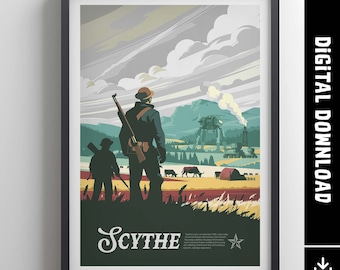 Unofficial SCYTHE - Inspired Poster / Retro Board Game Poster & Printable Wall Art Print / Home Decor Gift Idea / Digital Download