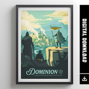 DOMINION - geïnspireerde poster / retro bordspelposter en afdrukbare muurkunstprint / cadeau-idee woondecoratie / digitale download