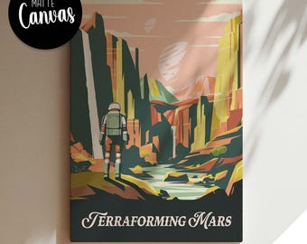 Unofficial TERRAFORMING MARS - Inspired Canvas / Retro Board Game Wall Art / Fantasy, DnD, RPG / Home Decor & Gift Idea