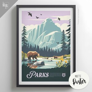 PARKS - Inspiriertes Poster / Retro Brettspiel Poster & Wand Kunst / Fantasy, Dnd, Rollenspiel / Geschenkidee Wohnkultur