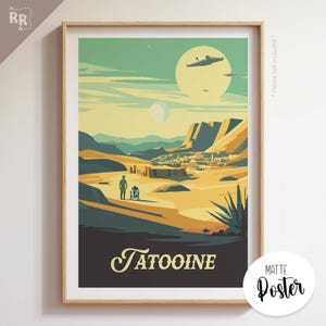 TATOOINE - Inspired Poster | Retro Sci-Fi Movie Poster & Wall Art Print | Fantasy, DnD, Roleplaying Game Decor | Gift Idea