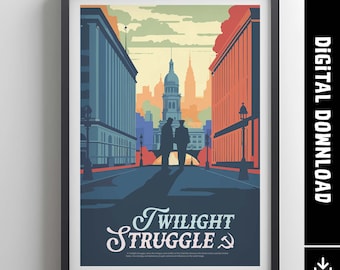 非公式TWILIGHT STRUGGLE - インスパイアされたポスター / レトロボードゲームポスター＆印刷可能なウォールアートプリント / ホームデコレーションギフト / デジタルダウンロード