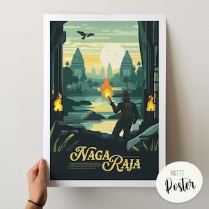 NAGA RAJA - Inspired Poster / Retro Board Game Poster & Wall Art Print / Fantasy, Dnd, Roleplaying Game / Home Decor Gift Idea