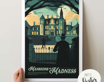Unofficial MANSIONS OF MADNESS - Inspired Poster / Retro Board Game Poster & Wall Art Print / Fantasy, Roleplaying Game / Home Decor Gift