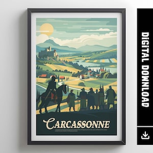 CARCASSONNE - Póster inspirado en el juego de mesa retro y lámina imprimible para pared / Idea de regalo para decoración del hogar / Descarga digital