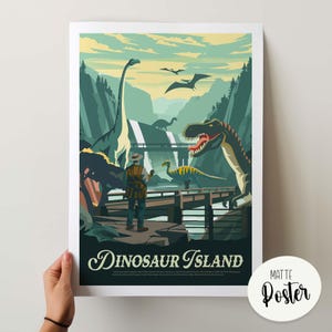 DINOSAUR ISLAND - Inspired Poster / Retro Board Game Poster & Wall Art Print / Fantasy, Dnd, Roleplaying Game / Home Decor Gift Idea