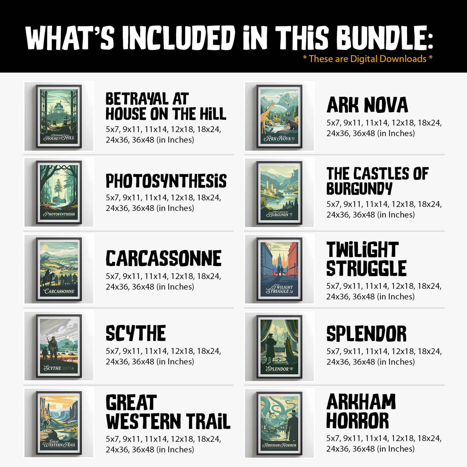 10 Board Game Posters Bundle Special Vol.2 / Retro Board Game Poster ...