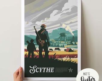 Póster no oficial inspirado en SCYTHE / Póster y lámina decorativa retro para juegos de mesa / Fantasía, D&D, juegos de rol / Idea de regalo para decoración del hogar