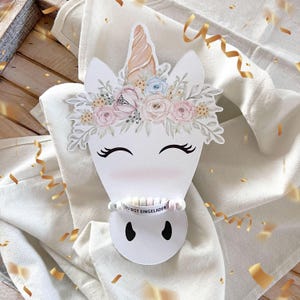 Unicorn invitation card - invitation to print - horse head craft template