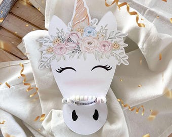 Unicorn invitation card - printable children's birthday invitation - unicorn craft template