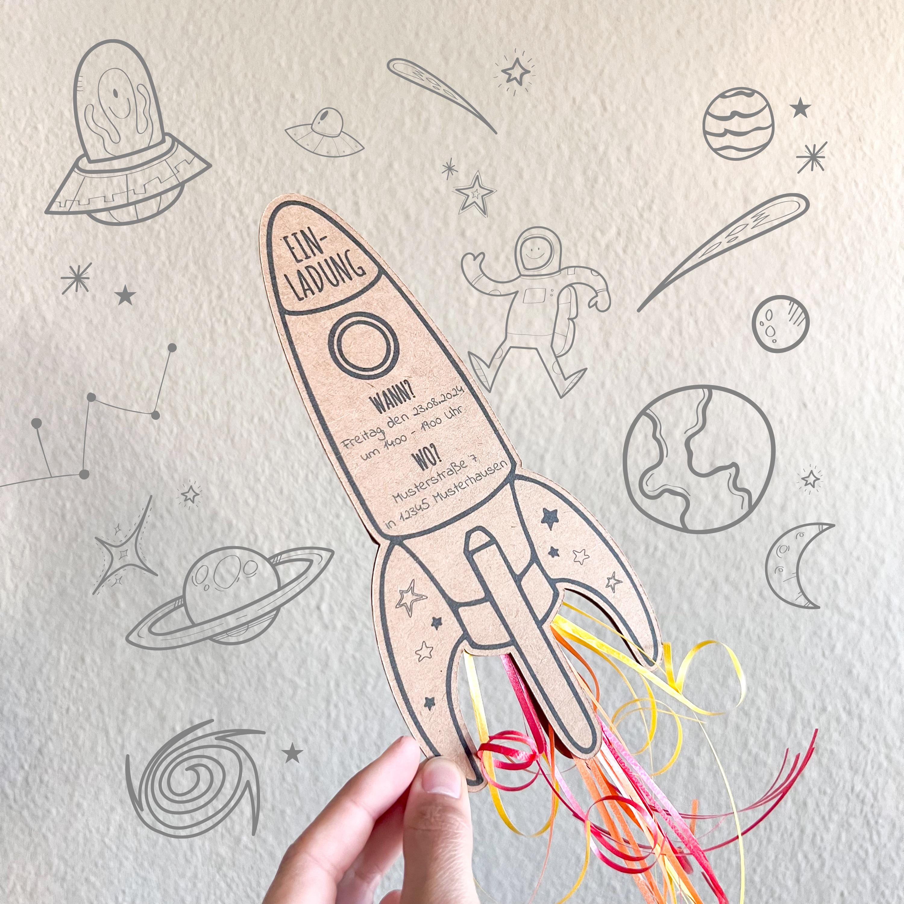 Children's Invitation - Rocket Invitation - Printable Template - Etsy