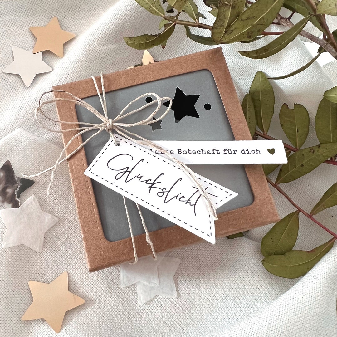Teelicht mit Botschaft Spruch Glückslicht Geschenkidee Etsy.de