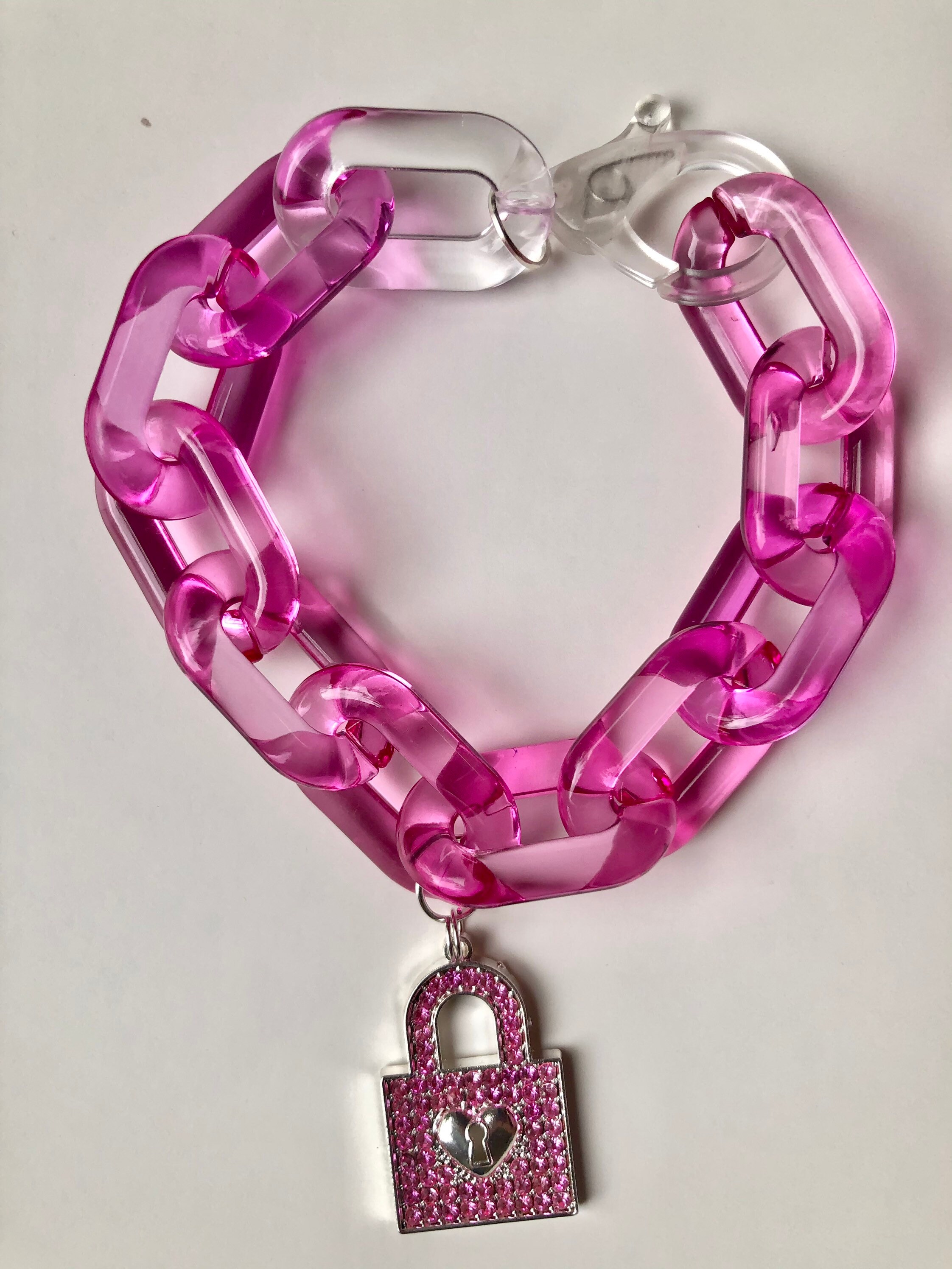 Chain link bracelet with charm Etsy