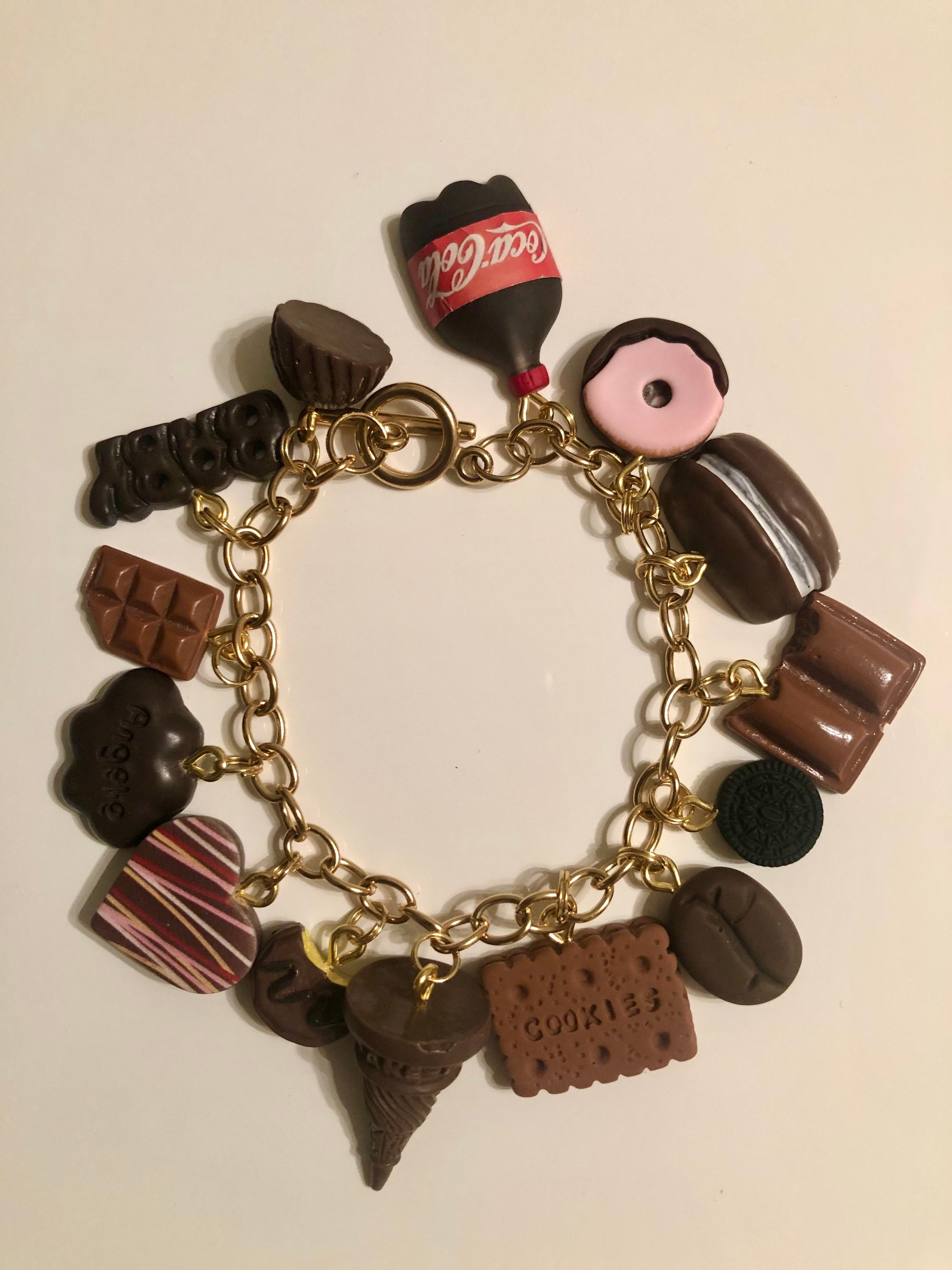 Custom Charm bracelet with chocolate colored charms Etsy