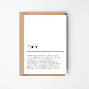 Taufe Definition Karte | Hochwertige Karte | Geschenk zur Taufe | Segenskarte | Patenkind | Geschenkidee | Dekoration | Briefumschlag