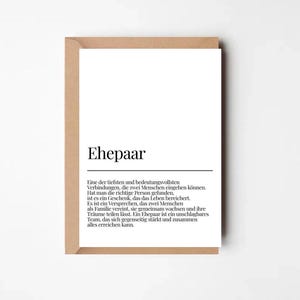 Ehepaar Definition Karte | Hochwertige Karte | Hochzeit & Jahrestag Geschenk | Briefumschlag | Grußkarten | Zitat | Papeterie | Verschenken