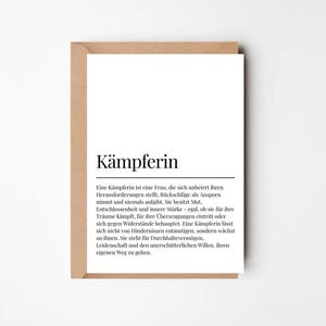 Grußkarte „Kämpferin“ – Inspirierende Definition | Geschenk für starke Frauen | Geburtstag | Mama | Schwester | Oma