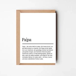 Minimalistische Papa Karte mit Definition – Vatertagsgeschenk, Geburtstagskarte für Papa, typografisch, modern, A6 Format , Grußkarte