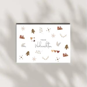 Weihnachtskarte | Herzen | Sterne | Format A6 | mit oder ohne Briefumschlag | Frohe Weihnachten | Postkarte | Frohes Fest | Querformat