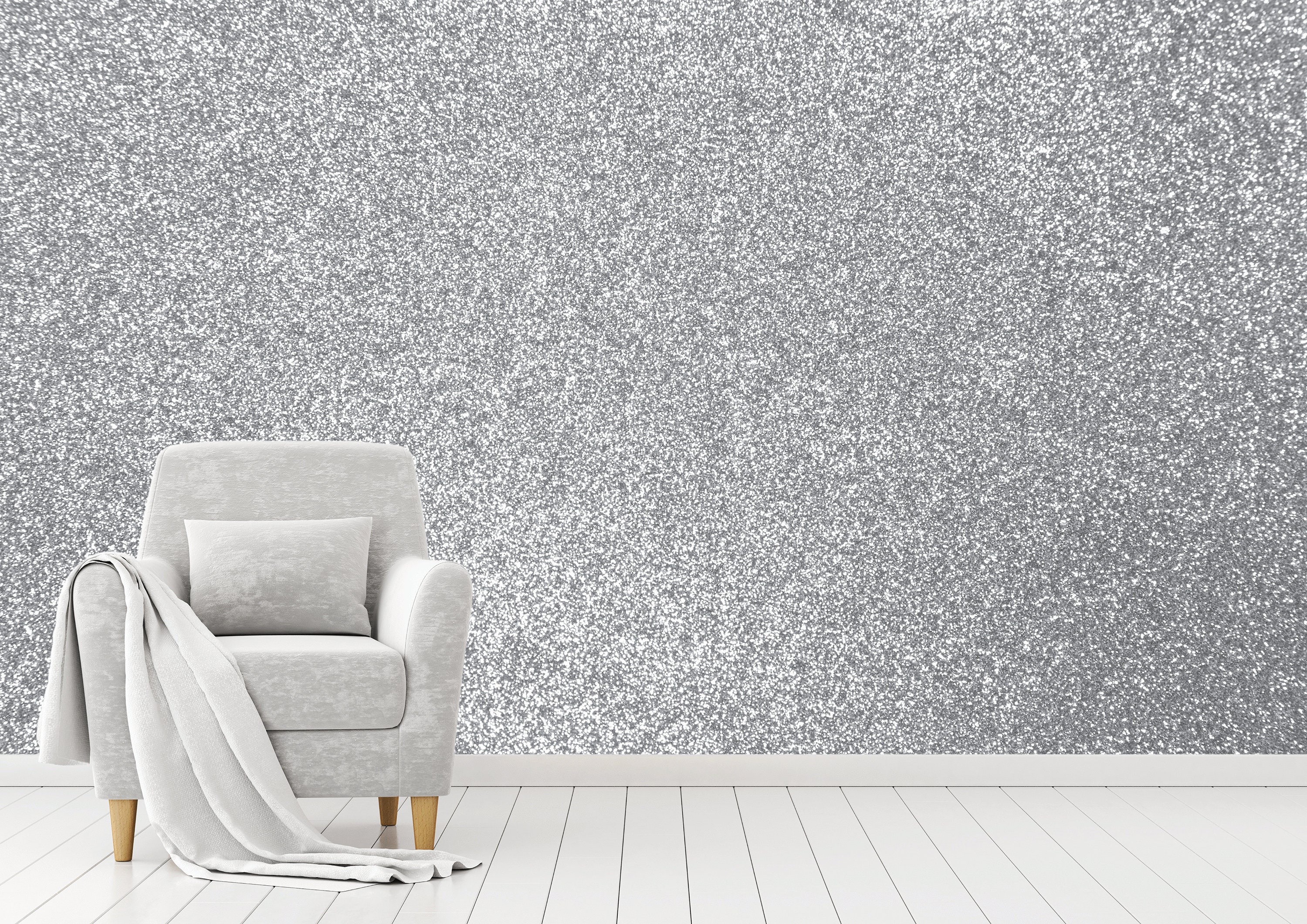 Silver Glitter Effect Wall Mural Peel and Stick Wall Mural Etsy