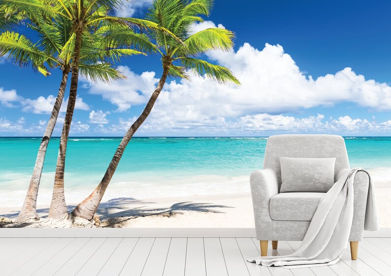 White Sand Beach Wall Mural Beach Mural Peel and Stick Etsy