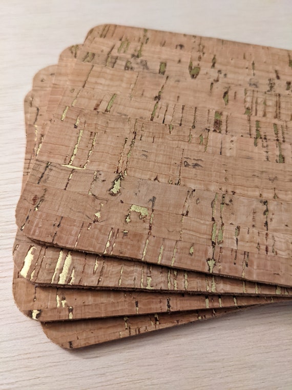 Gold Flecked Faux Leather/cork Coasters Set of 4 Etsy