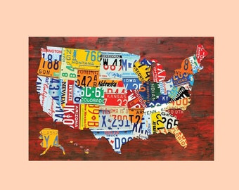 Awesome United States License Plates Map Postcard, The USA Map Postcards