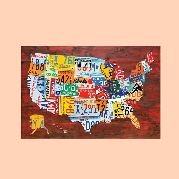 Awesome United States License Plates Map Postcard, Traveling Postcard, The USA Map Postcards, Postcrossing, Snail Mail, Postcard Art