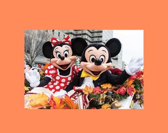 Fun Mickey and Minnie Postcard, Mickey Mouse Disney Halloween Parade Postcard