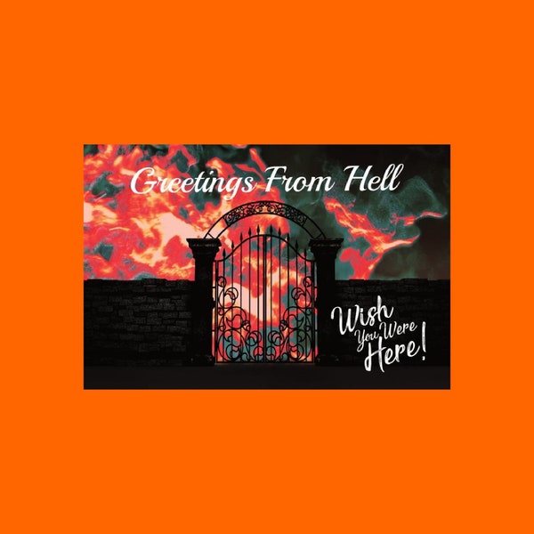Awesome Greetings From Hell - Wish You Were Here Postcard, Humorous Postcards, Postcrossing, Postcard Art, Funny Postcard, Humor Postcards